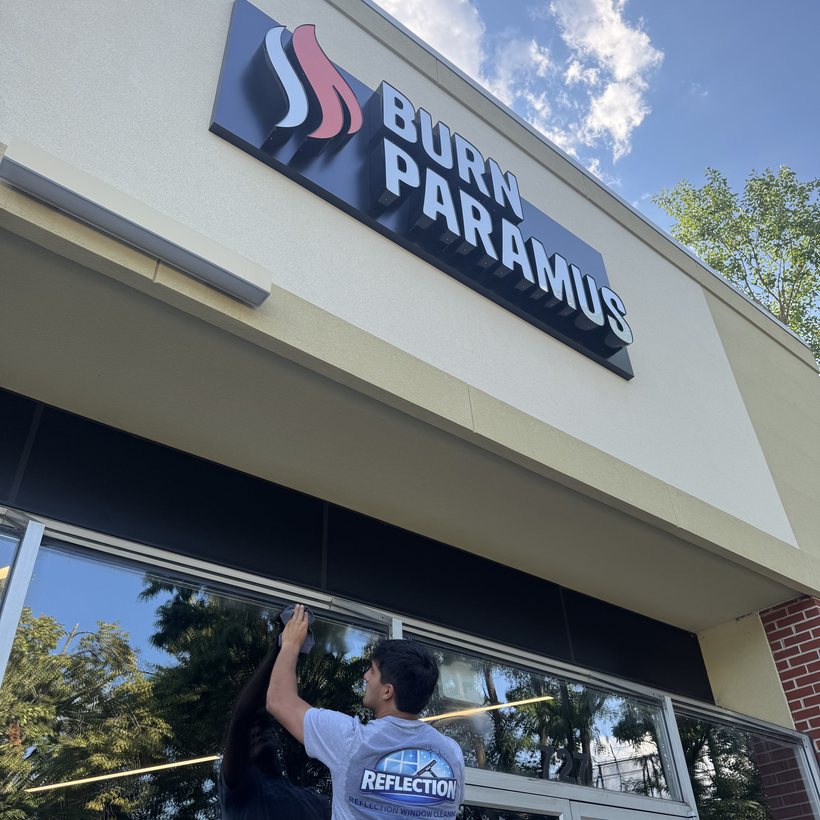 Commercial storefront window cleaning