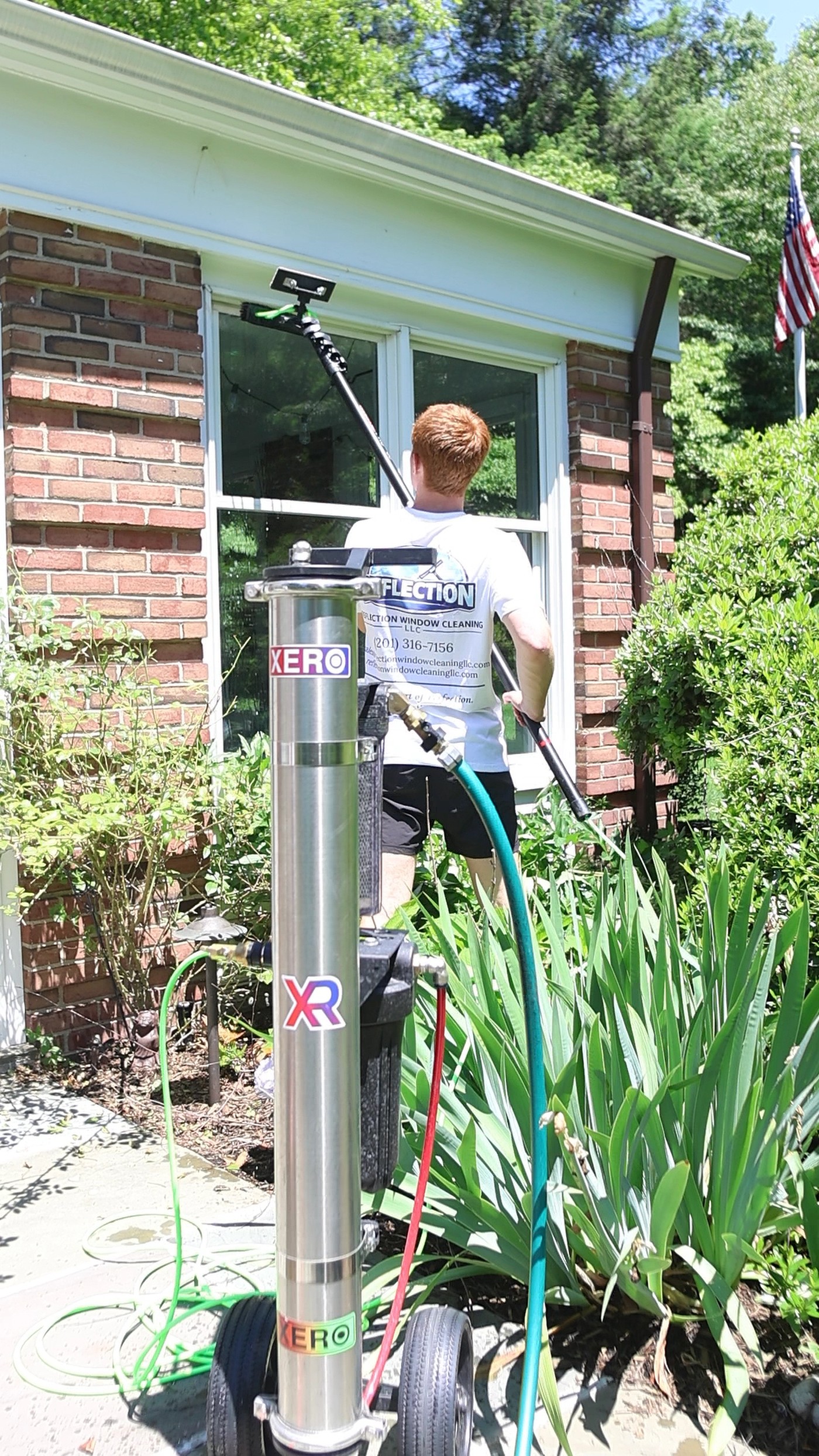 Reflection Window Cleaning technician with pure-water system
